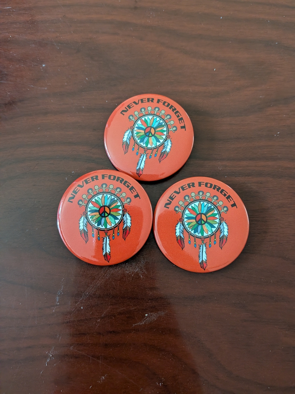 New 3 Pcs Never Forget- Every Child Matters Orange Day Button Pins
